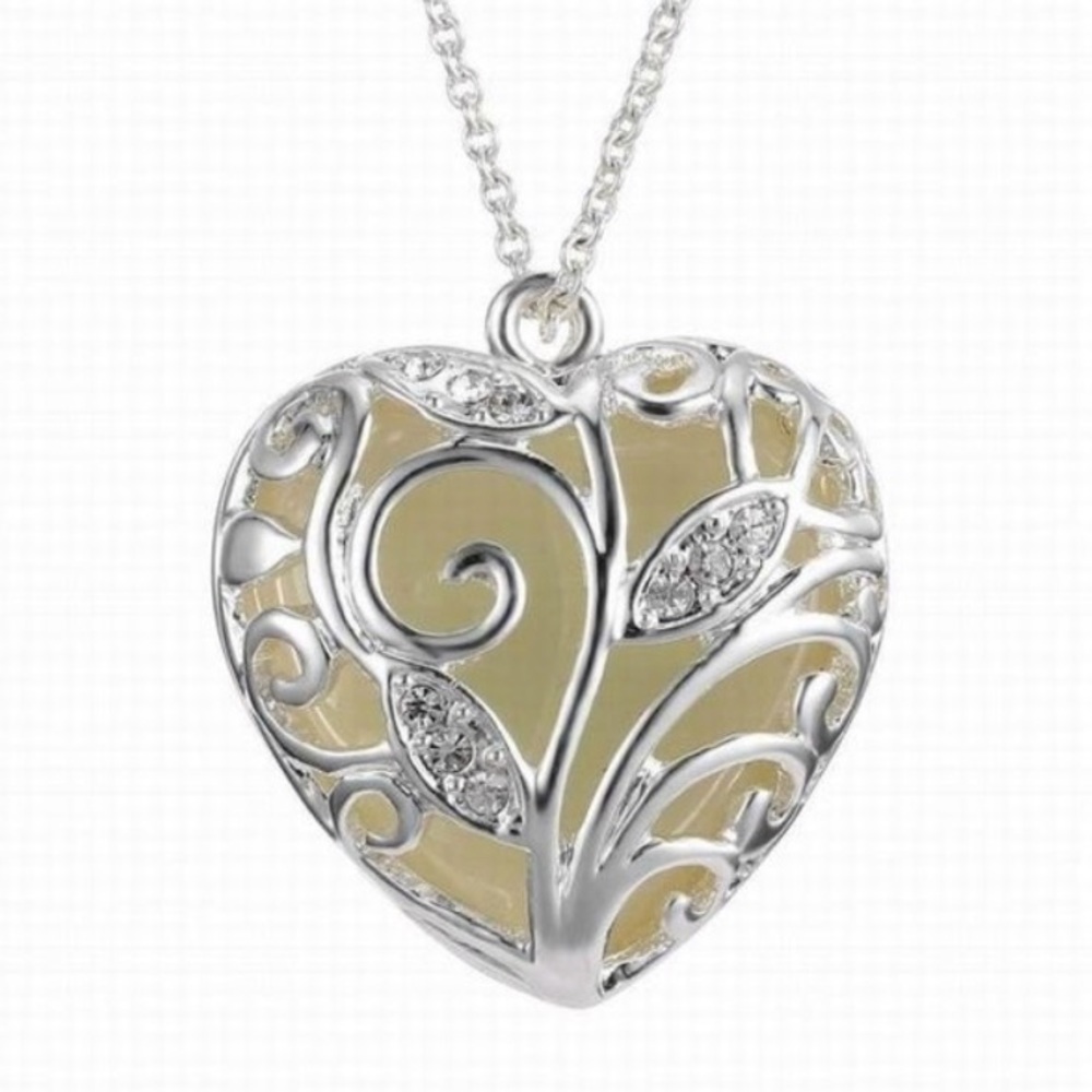 Luminous Love Heart ❤️ Stone Pendant Necklace